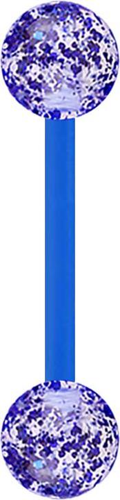 Actual product image Star Piercing Micro Banana with two Glitter Balls dark blue (without brass, Acrylic)