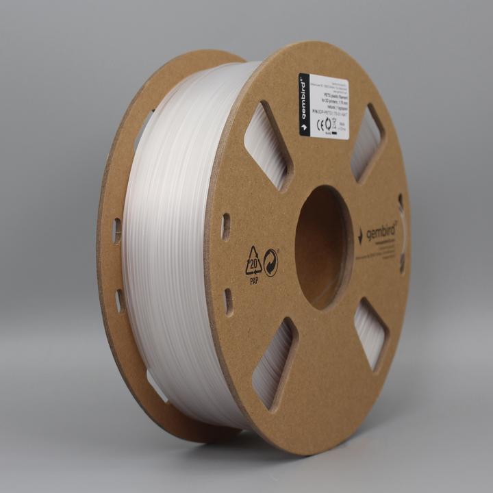 Actual product image Gembird Filament cassette PETG neutral narrow coil (PETG, 1.75 mm, 1000 g, Transparent)