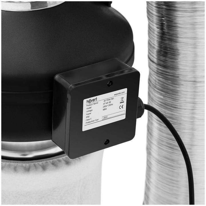 Actual product image Hillvert Air Filter Set - 30 cm activated carbon filter / extraction fan / exhaust air hose - 249,6 m³/h - Ø