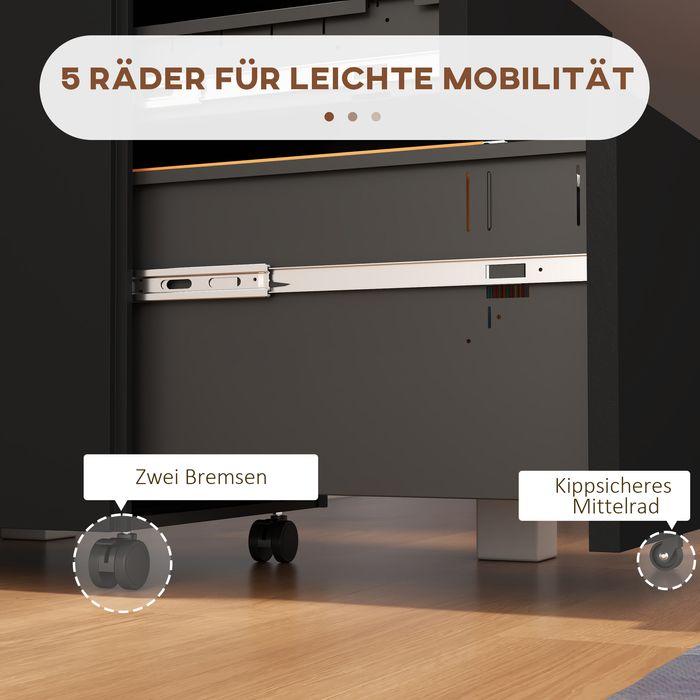 Image du produit Swisshandel24 Caisson à roulettes pour dossiers, 3 tiroirs, verrouillable, sur roulettes, 37cmx43,5cmx60cm, noir