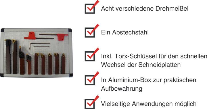 Produktbild Paulimot Drehmeissel-Set mit Wendeplatten, 8 mm, 9-teilig (10.80 mm)
