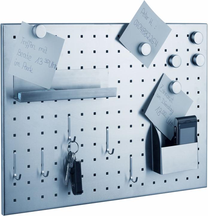 Produktbild Alco Magnettafel Edelstahl gelocht gebürstet 50x35cm silber inkl. Zubehör (Magnettafel, 50 x 35 cm)