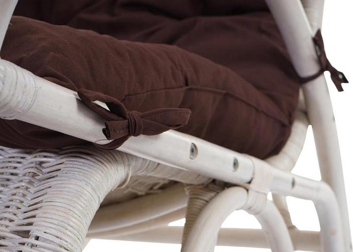 Immagine prodotto Swisshandel24 Sedia a dondolo, Poltrona in rattan, bianco - cuscino marrone