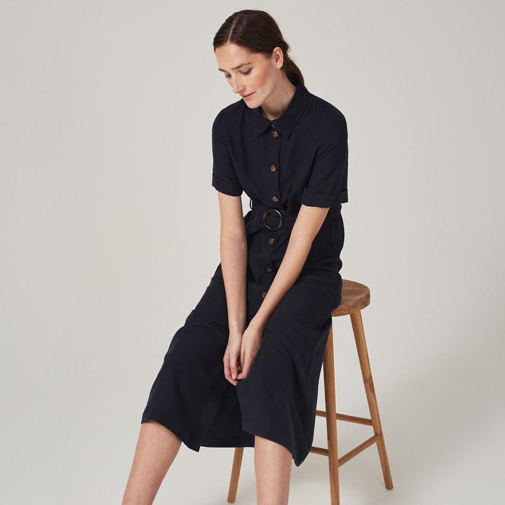 Actual product image La Redoute Collections Signature OPHELIE blouse dress in lyocell and linen (36)