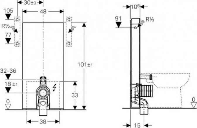 Immagine prodotto Geberit Modulo sanitario Monolith PLUS per WC a colonna, 101 cm, attacco acqua laterale, con tubo di