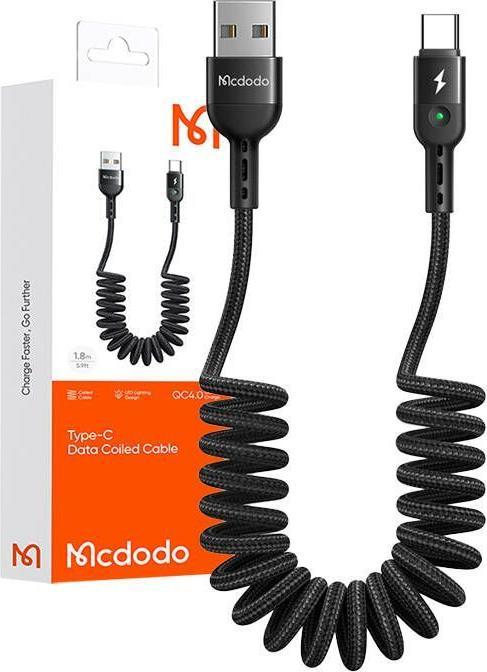 Actual product image Mcdodo USB Spring Cable to USB-C Omega CA-6420 1.8m (Black) (1.80 m, USB 3.0)