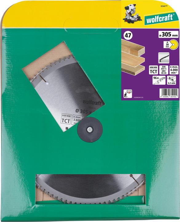 Produktbild wolfcraft Kapp- und Gehrungssägeblatt HM, Serie lila, Ø 254 mm
