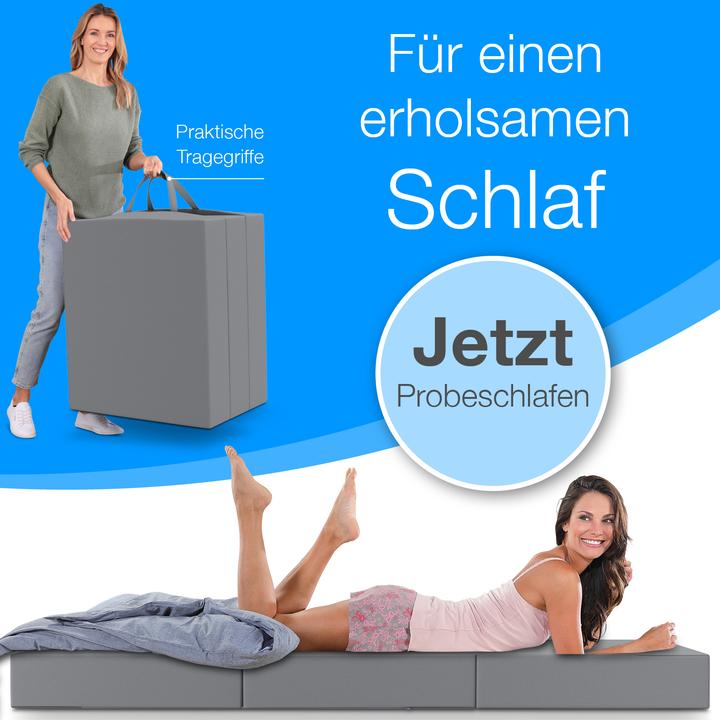Image du produit Bestschlaf Klappmatratze, 3-teilige Faltmatratze, Reisebett, Gästematratze (90 x 200 cm, Noyau de mousse)