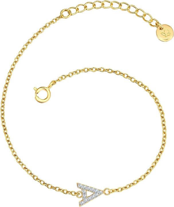 Image du produit Glanzstücke München Lettre A Femme Argent Sterling Zirconia Or Jaune 17,0 cm Longueur de base + 3,0 cm Extension - 32074 (17 cm, Argent Sterling)