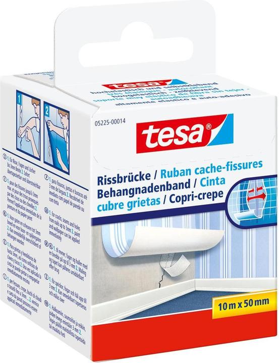 Produktbild tesa Selbstklebende Rissbrücke, hochelastisches Reparaturband zum Überdecken von Bohrlöchern (50 mm)