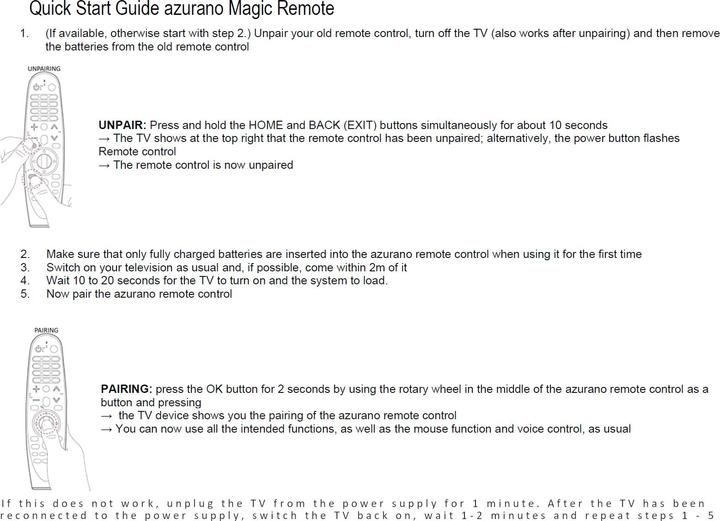 Produktbild Azurano Fernbedienung Magic Remote AN-MR20GA, AKB75855501 für 2020 LG Smart TV mit Sprachsteuerung, Mausfun (Gerätespezifische Fernbedienung, Infrarot)