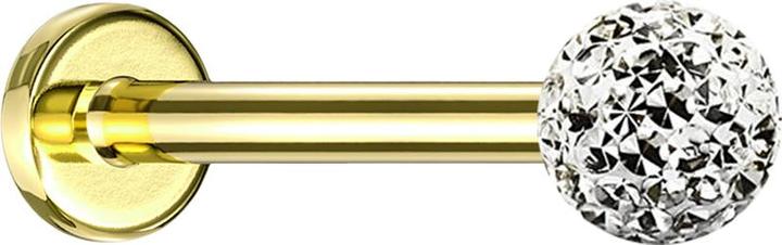 Produktbild Star Piercing Micro Labret vergoldet mit Kristallkugel silber Epoxy Schutzschicht (Titan G23, ohne Messing)