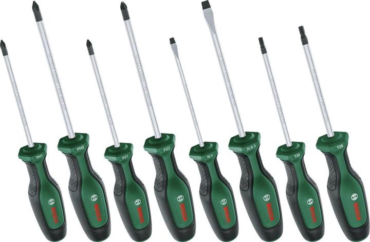 Actual product image Bosch Home & Garden 8-piece screwdriver set (Phillipps cross recess (PH), Torx (TX), Pozidriv cross recess (PZ), Slotted screws)