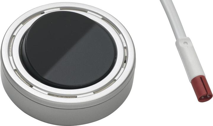 Actual product image Elektra Surface-mounted or flush-mounted switch 230 V, aluminium-coloured plastic, black rocker switch