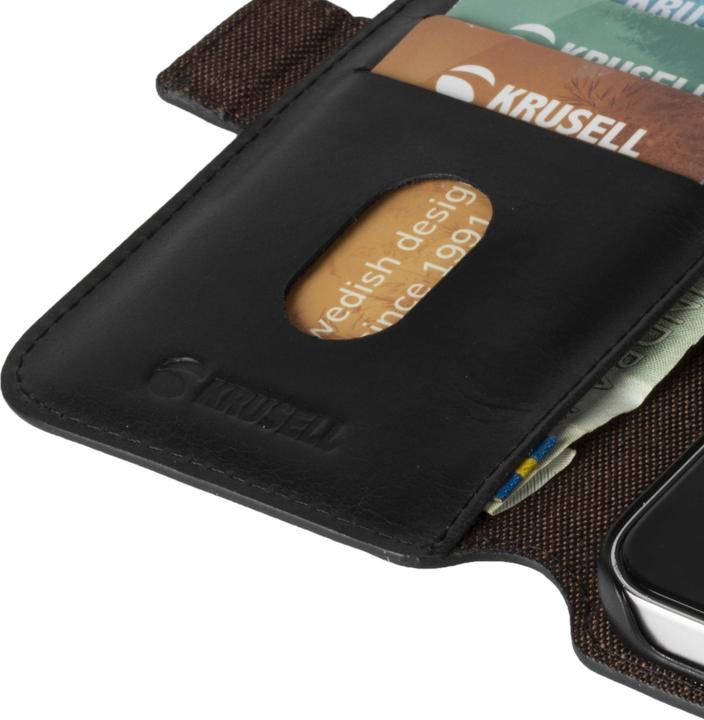 Productafbeelding Krusell Sunne PhoneWallet Apple iPhone 12 mini vintage zwart (Apple iPhone 12 mini)