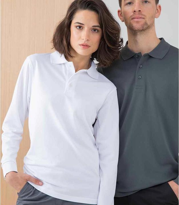Actual product image Henbury Adults Unisex Long Sleeve Coolplus Piqu Polo Shirt (XL)