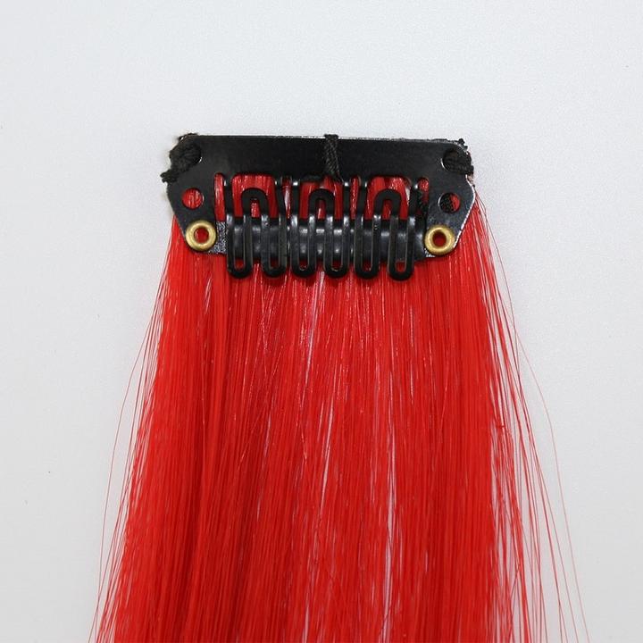 Produktbild JTI Stück synthetische Haarverlängerungen in verschiedenen Farben (Dunkelorange, Blau, Lila, Braun, Rot, Hellorange, Gelb und Grün, 50 cm)