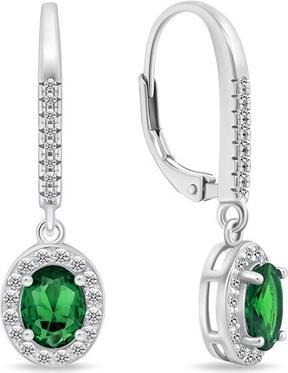 Produktbild Brilio Silver - Silver dangle earrings with green zircons EA752WG