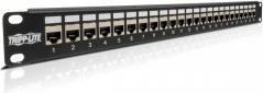 Actual product image Eaton 24-Port 1U Rack-Mount STP Shielded Cat6 /Cat5 Feedthrough Patch Panel RJ45 Ethernet