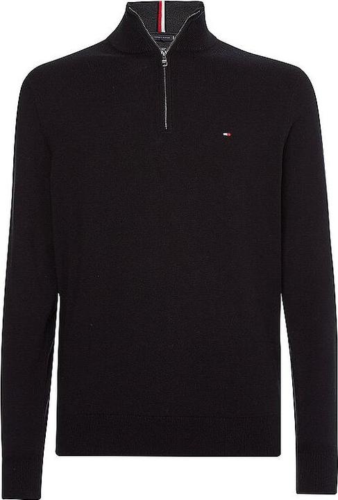 Tommy Hilfiger Pima CTN Cashmere Pullover Zip Mock Black