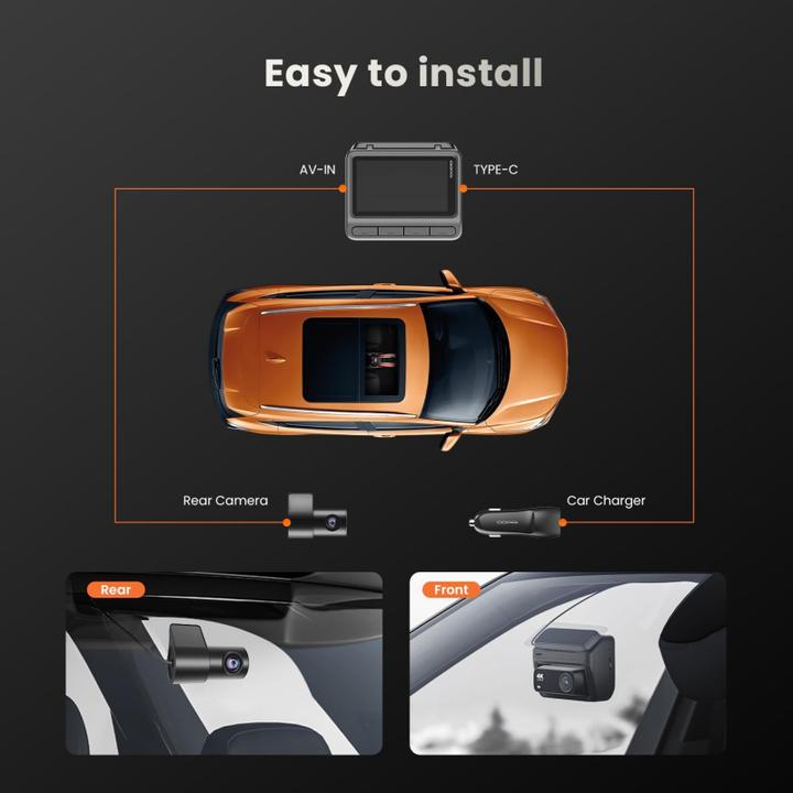 Actual product image DDpai Dash + Rear Camera Z60 (Built-in display, Night vision, Wi-Fi, 4K)