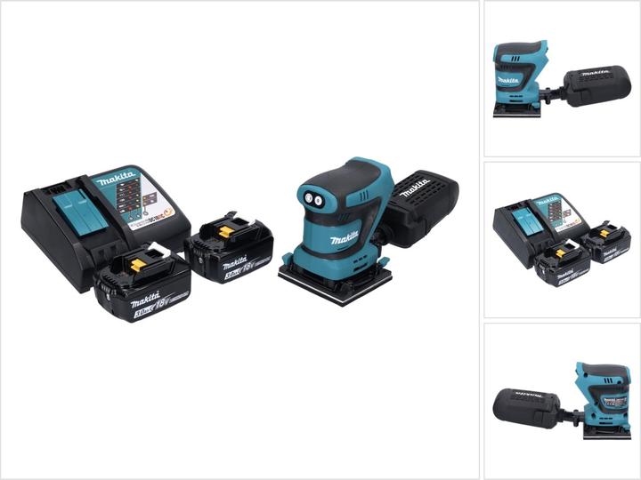 Produktbild Makita DBO 480 RF Akku Schwingschleifer 18 V 112 x 102 mm + 2x Akku 3,0 Ah + Ladegerät (Exzenterschleifer)