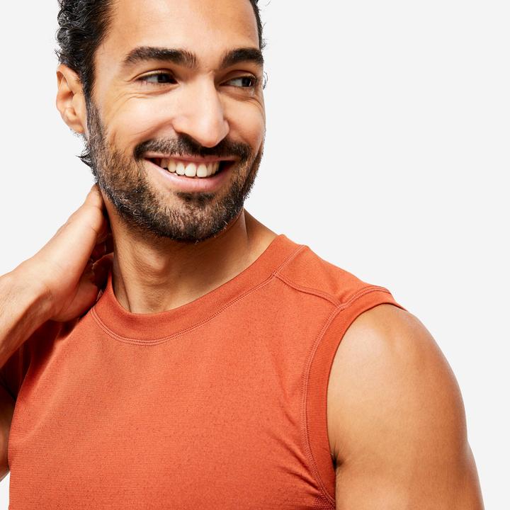 Actual product image Kimjaly Men's seamless yoga tank top - brown