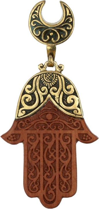 Image du produit Star Piercing Sellette plaquée or Pendentif Hamsa en bois Sawo (Laiton, Organique)