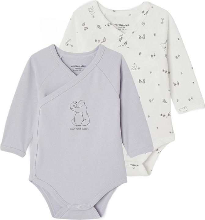 Vertbaudet Bio-Kollektion: 2er-Pack Baby Wickelbodys mit langen Ärmeln