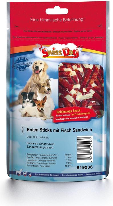 Produktbild SwissDog Enten Stick mit Fisch Sandwich (Adult, 1 Stk., 100 g)