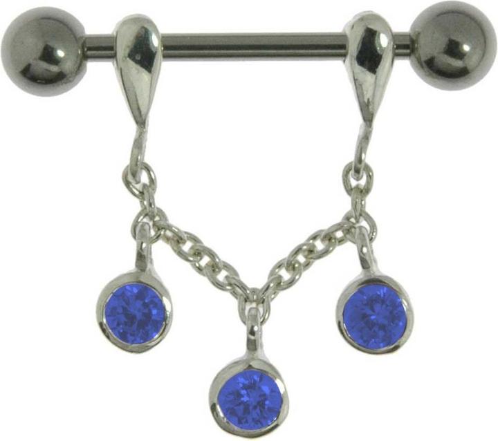Image du produit Bijouteria Piercing poitrine (Acier chirurgical 316L, Cristallin, Argent 925)