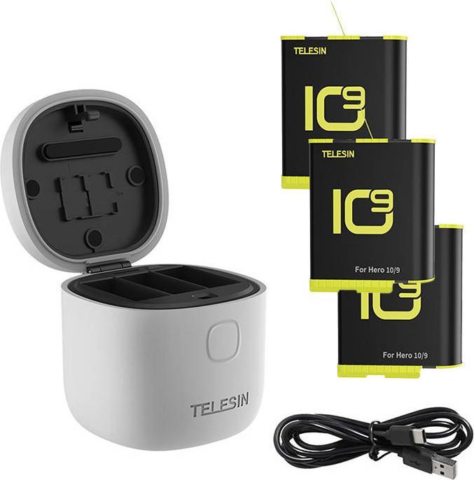 Image du produit Telesin 3-slot waterproof charger Allin box for GoPro Hero 9 / Hero 10 + 3 batteries (GP-BTR-906-GY- (GoPro Hero 9)