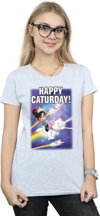 Actual product image Disney Womens/Ladies Wreck It Ralph Happy Caturday Cotton T-Shirt (L)