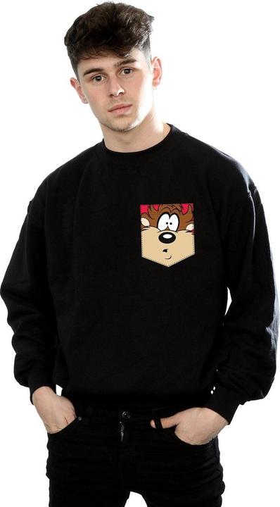 Actual product image Looney Tunes Mens Tasmanian Devil Face Faux Pocket Sweatshirt (XXL)