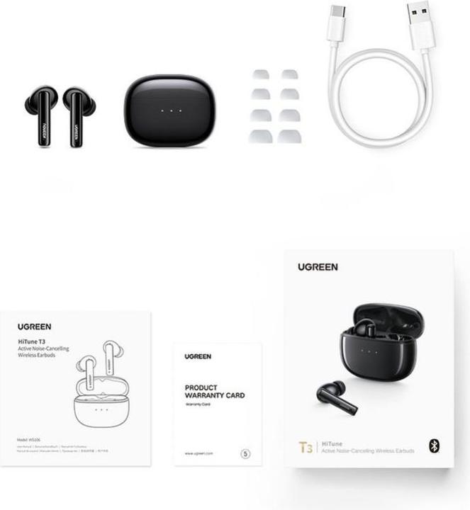 Image du produit Ugreen Casque sans fil HiTune T3 ANC (Noir) (24 h, Sans fil)