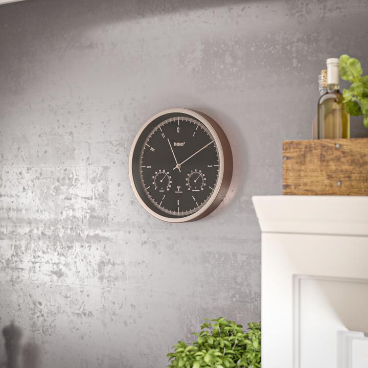 Produktbild Mebus Funkwanduhr mit Thermo-Hygrometer (25 cm)