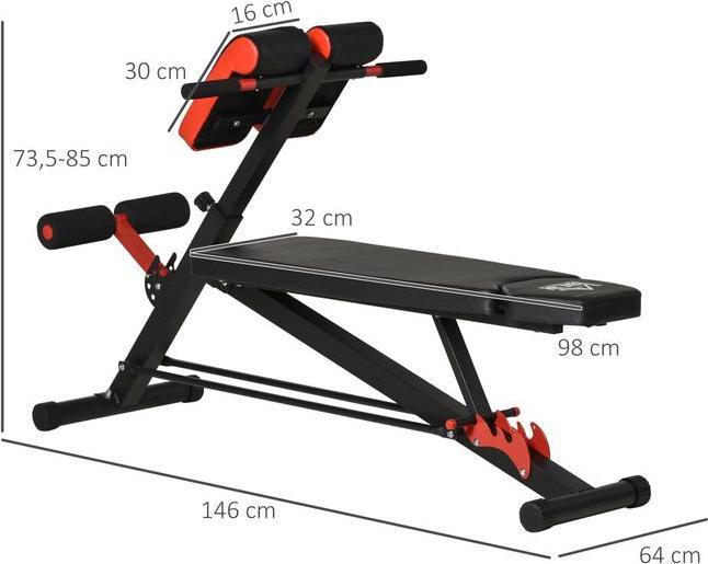 Produktbild Swisshandel24 Hantelbank Fitnessbank Schrägbank Multifunktion Bauchtrainer Verstellbar Stahl Schwarz 64x146x73,5-8
