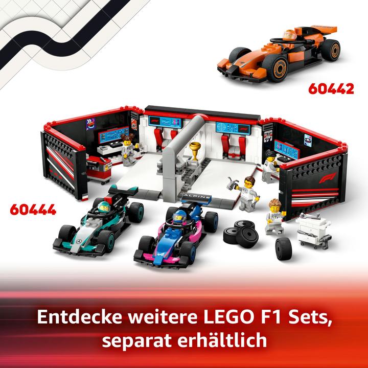 Immagine prodotto LEGO F1 Boxenstopp mit Boxencrew und Ferrari Flitzer (60443, LEGO City)