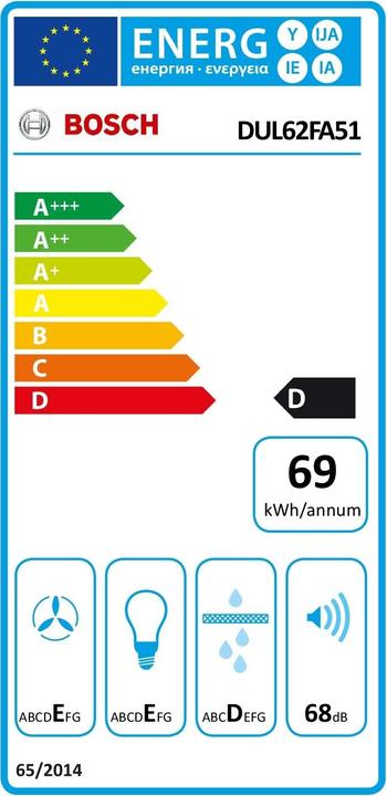 Label énergétique Bosch Hausgeräte DUL62FA51 (Hotte à tiroir)