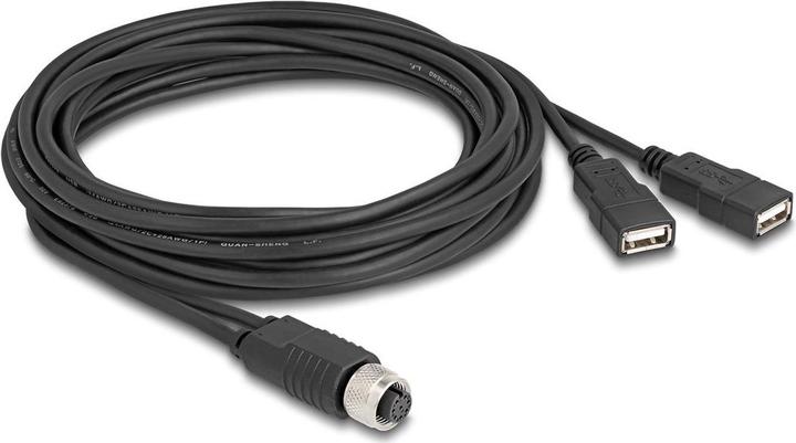 Immagine prodotto Delock Cavo M12 codificato A a 8 pin per 2 x USB 2.0 tipo-A (3 m, USB 2.0)