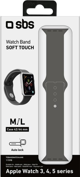 Image du produit SBS Bracelet pour Apple Watch Series 3/4/5/6/7/SE 44mm taille M noir (Silicone, 4)