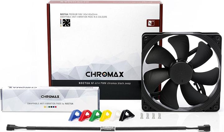 Produktbild Noctua NF-A14 PWM chromax.black.swap (140 mm, 1 x)