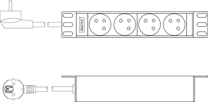 Produktbild Digitus 10" Steckdosenleiste mit Aluminiumprofil, 4-fach CEE 7/5 Steckdosen (4 x, CEE 7/5, 2 m)