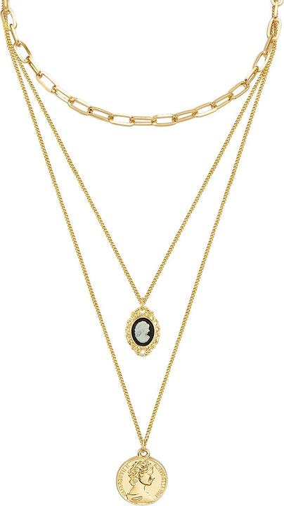 Produktbild Lulu & Jane Damen Medaillon/Münze Metall-Legierung Acryl gelbgold 60,0 cm Basiskette + 5,0 cm Verlängerung - 292 (Metall-Legierung, 60 - 65 cm)