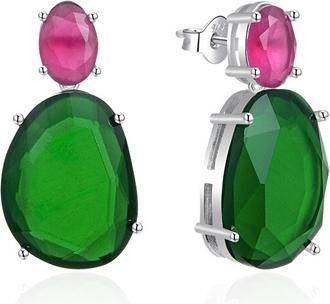 Image du produit Agato - Silver dangle earrings with colored glass AGT-E015PC