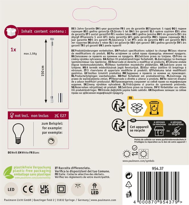 Produktbild Paulmann URail Pendel Basic (E27)
