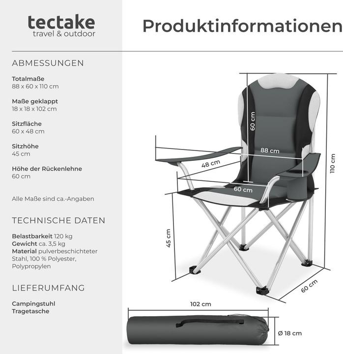 Actual product image tectake Camping chair