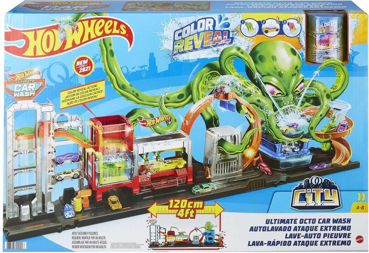 Produktbild Hot Wheels City Color Reveal Ultimative Auto-Waschanlage Spielset mit 1 Farbwechsel-Fahrzeug für Kin