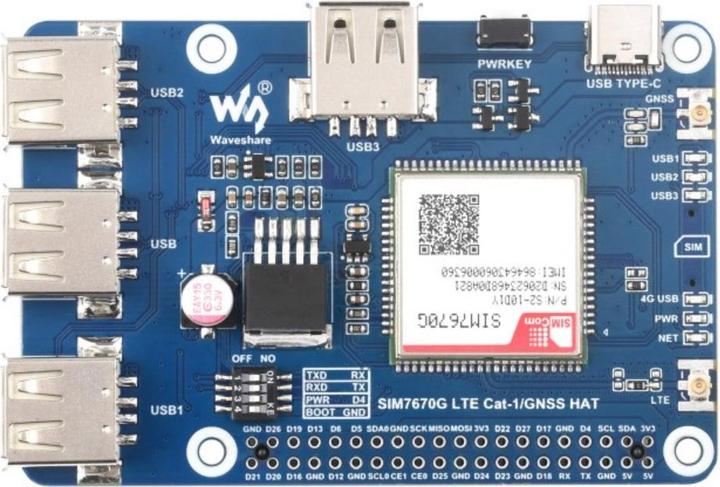 Produktbild WaveShare SIM7670G 4G LTE/GPS HAT für Raspberry Pi