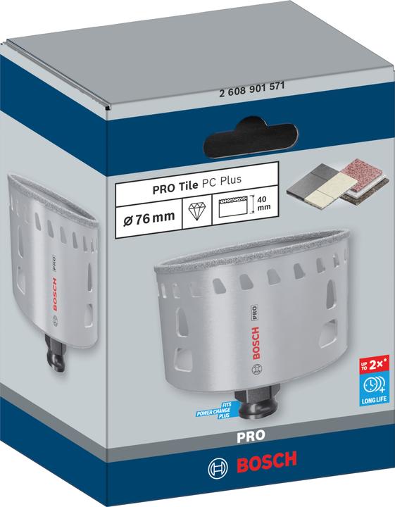 Actual product image Bosch Professional Zubehör PRO Tile PC Plus hole saw, 76 mm, HS (76 mm)
